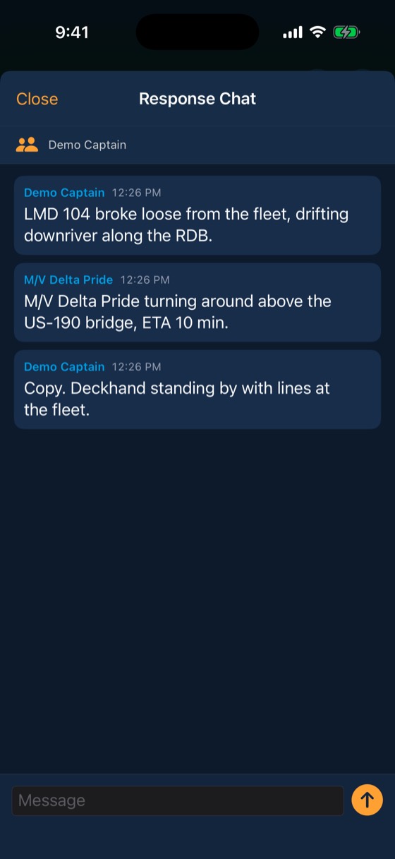 BargeIQ app: breakaway chat