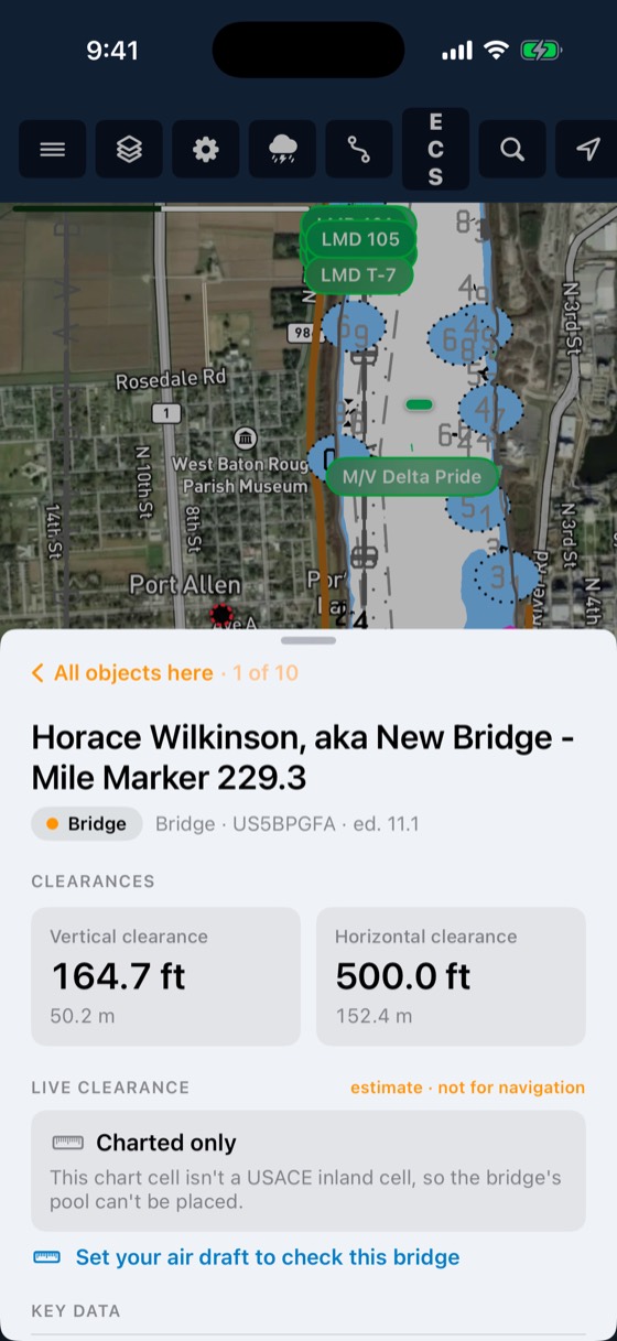 BargeIQ app: bridge clearance