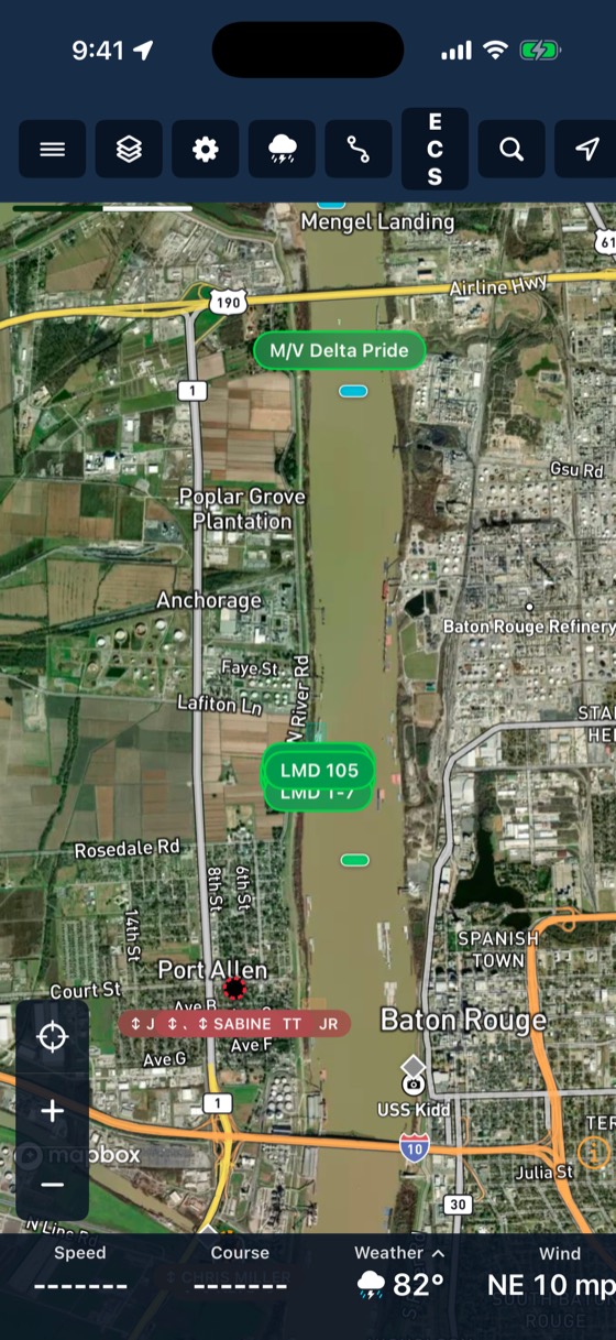 BargeIQ app: fleet map
