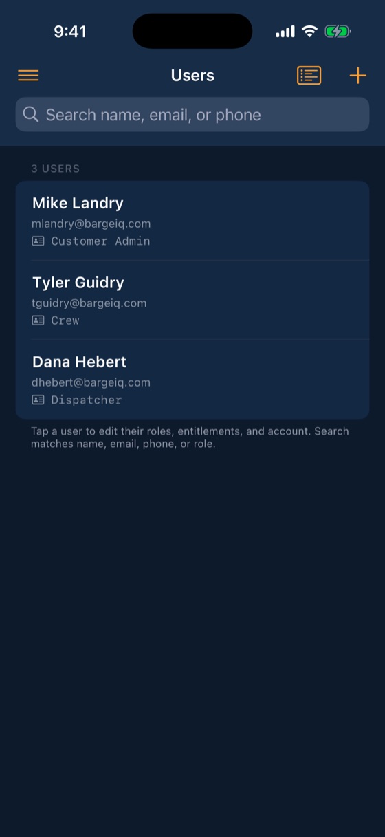 BargeIQ app: members